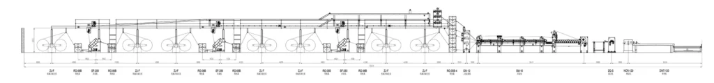 layout of 7 ply corrugated cardboard production line