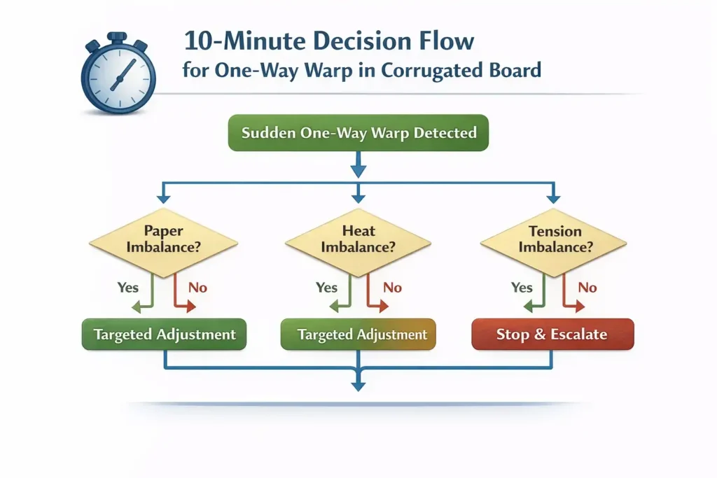 10 minute decision flow for one way warp in corrugated board