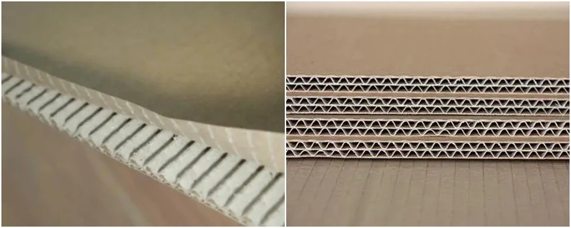 single-side delamination on corrugated board, one edge separated single-side delamination on corrugated board, one edge separated