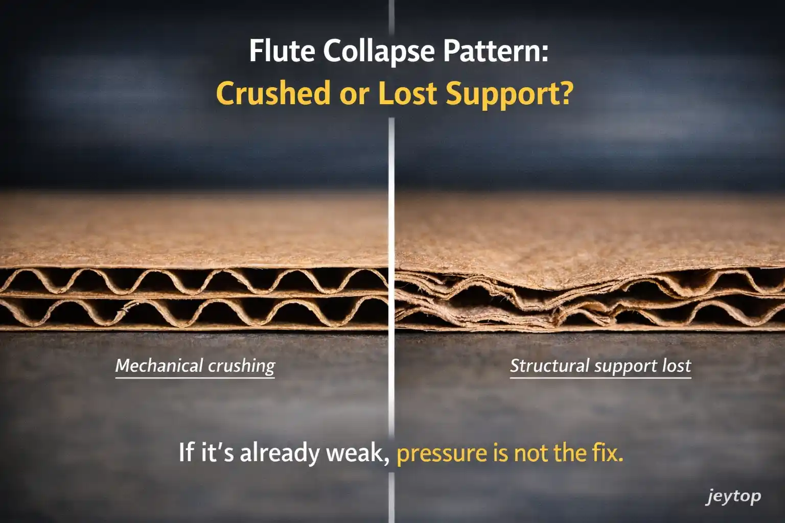Difference between mechanically crushed flutes and structurally collapsed flutes