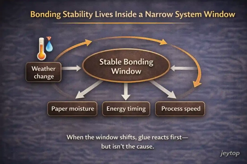 System window affecting corrugator bonding stability
