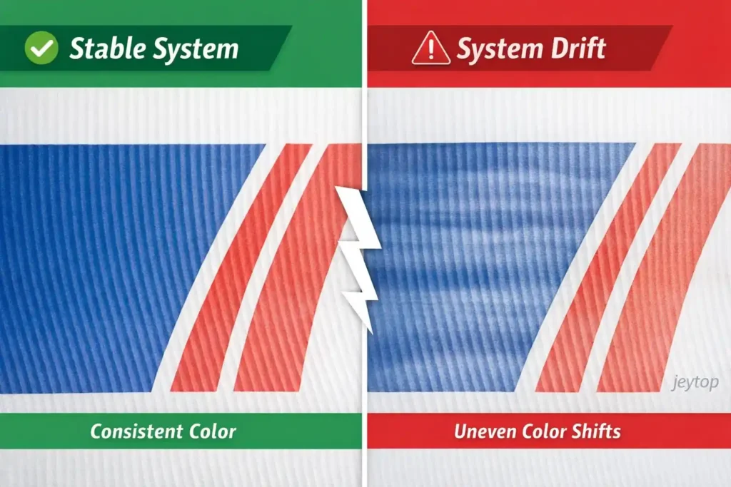 Stable printing color compared with system induced color variation