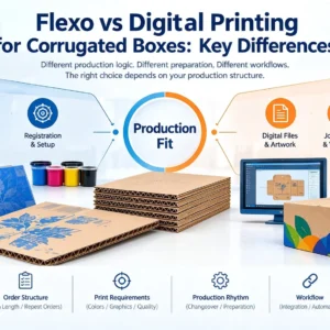 Flexo vs digital printing for corrugated boxes compared through production flow, job mix, and technology fit.